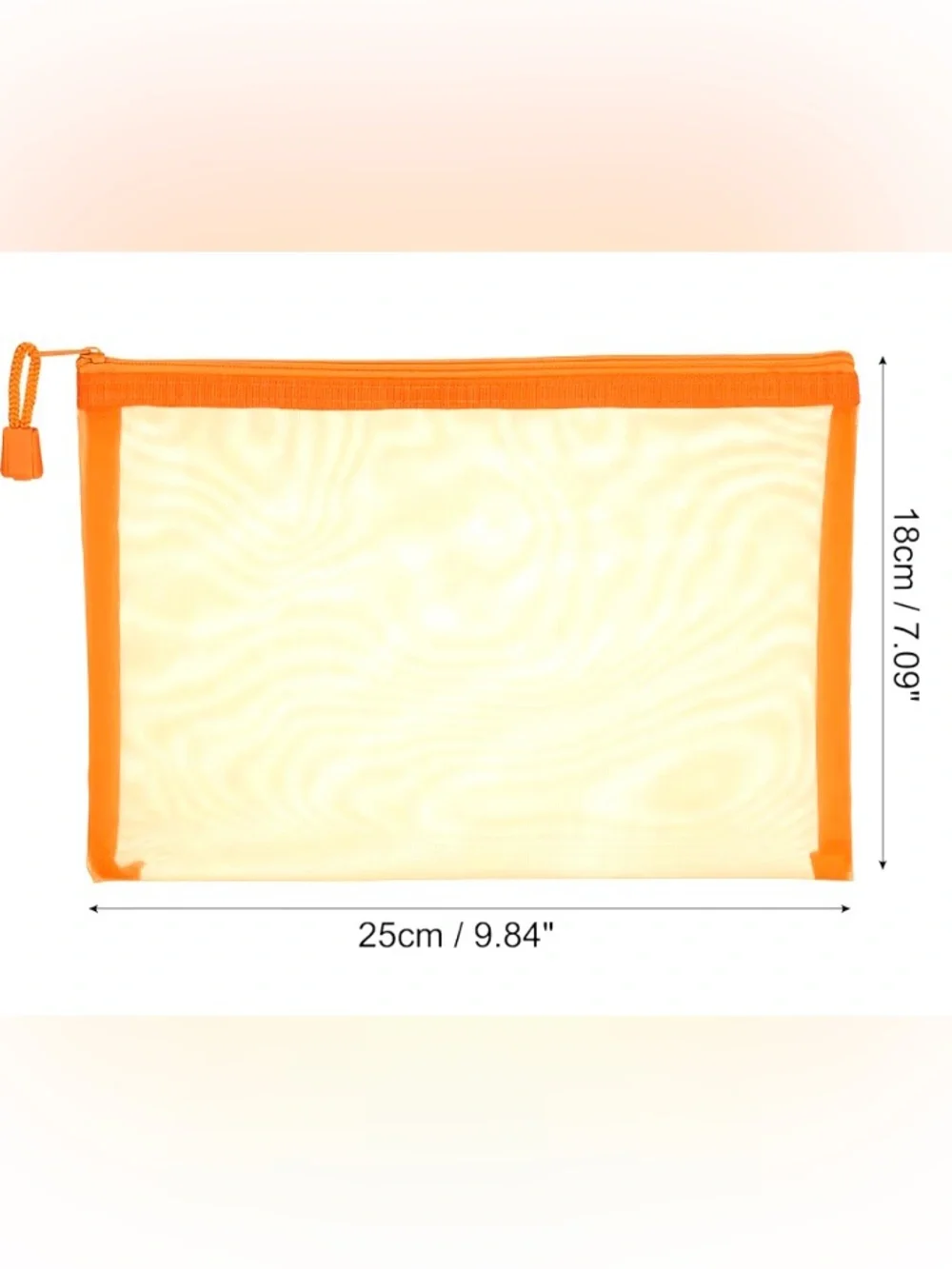 Mesh Zipper Pouch Bag – Orange Organizer Storage Case